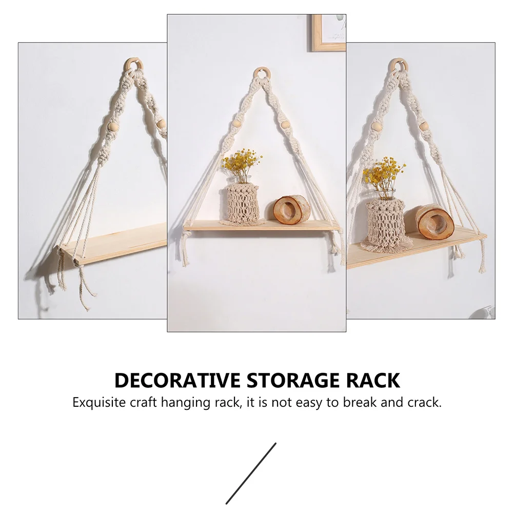 

1Pcs Creative Nordic Style Macrame Hanging Tapestry Shelf Tassel Storage Rack Decorative Living Room Wall Decor