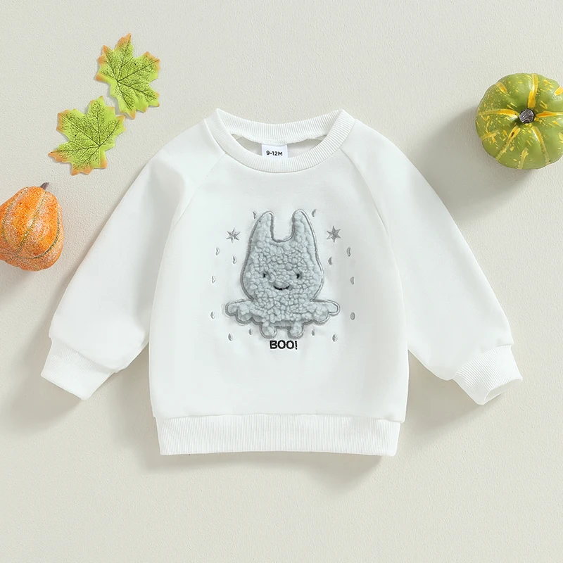 

Toddler Girls Halloween Cute Pumpkin Print Long Sleeve Pullover Sweatshirt Casual Loose Fit Tops for Fall Winter