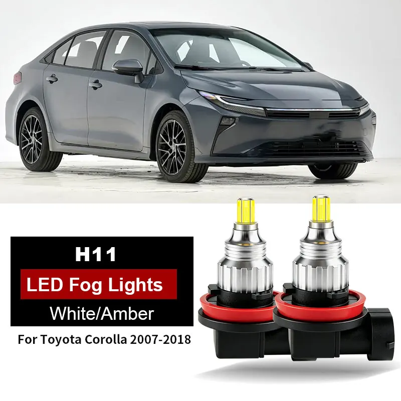 

2PC H11 LED Car Front Fog Light Lamp Bulb For Toyota Corolla 2007-2018 H8 H16(JP) White/Amber Canbus Headlight Accessory 30000LM