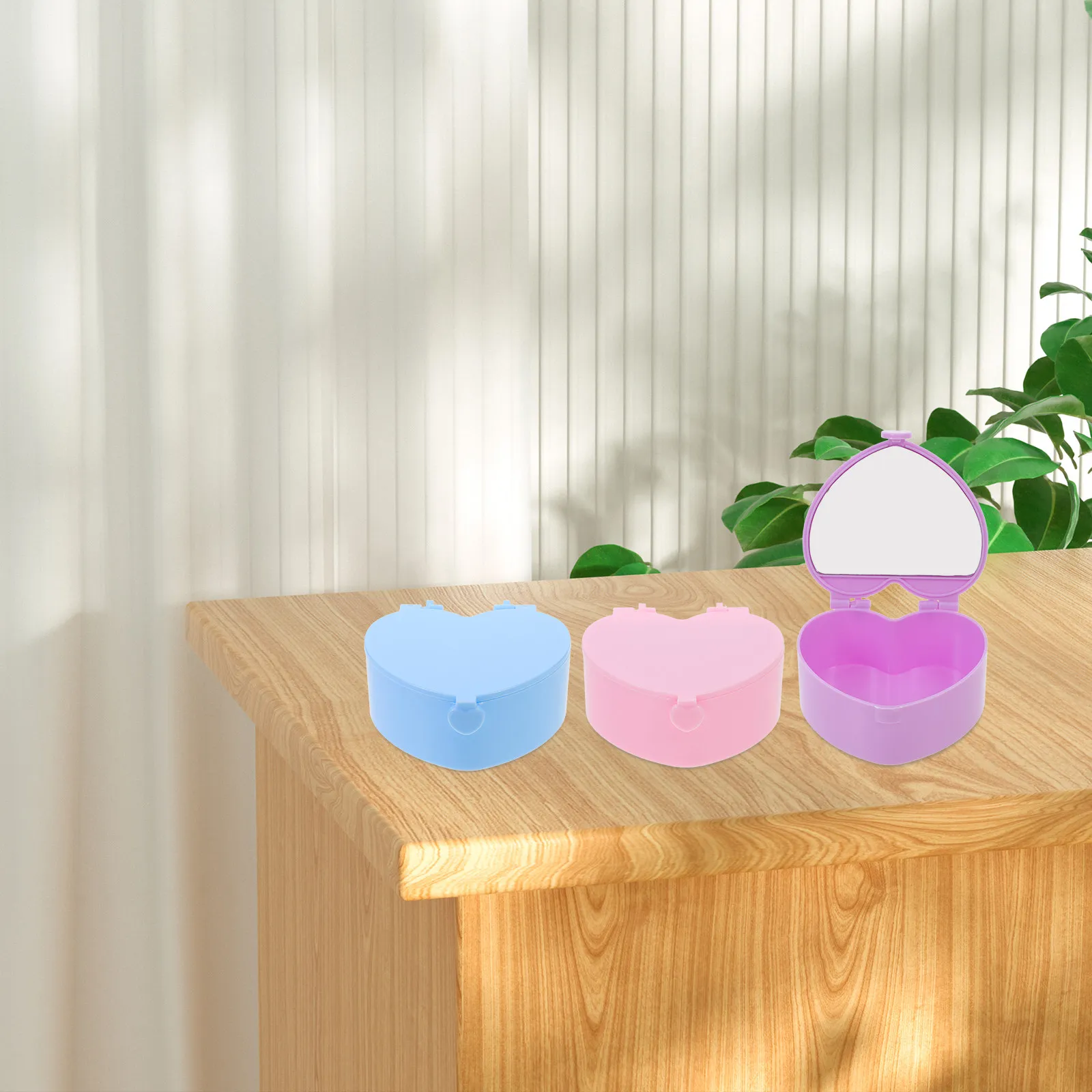 

3Pcs Heart Jewelry Organizer Case Small Travel Jewelry Box with Mirror for Women Girls Earrings Pendants Brooches Hairpins Ring