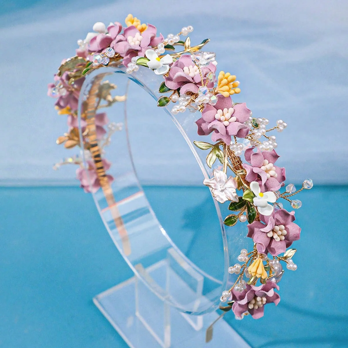 

Повязка на голову ручной работы с листьями и цветами, тиара для женщин, для вечеринок, свадеб, аксессуары для волос, украшения, повязка на голову, тиара