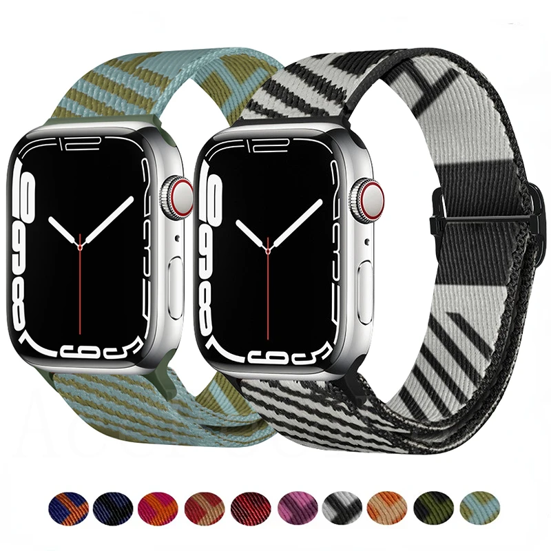 

Nylon Loop Strap For Apple Watch Band 49mm 45mm 44mm 42mm 41mm 40mm Adjustable Wristband Correa For iWatch Ultra 8 7 6 5 4 3 SE