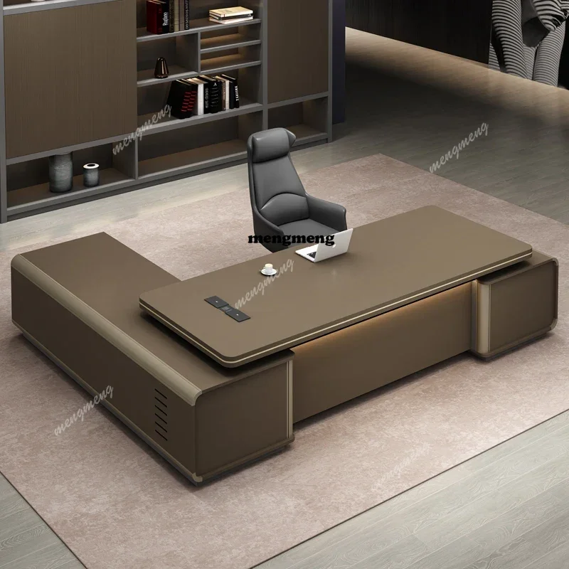 

Luxury L Shaped office table , simple leadership, furniture manager's room, president's desk Modern light home luxury boss table
