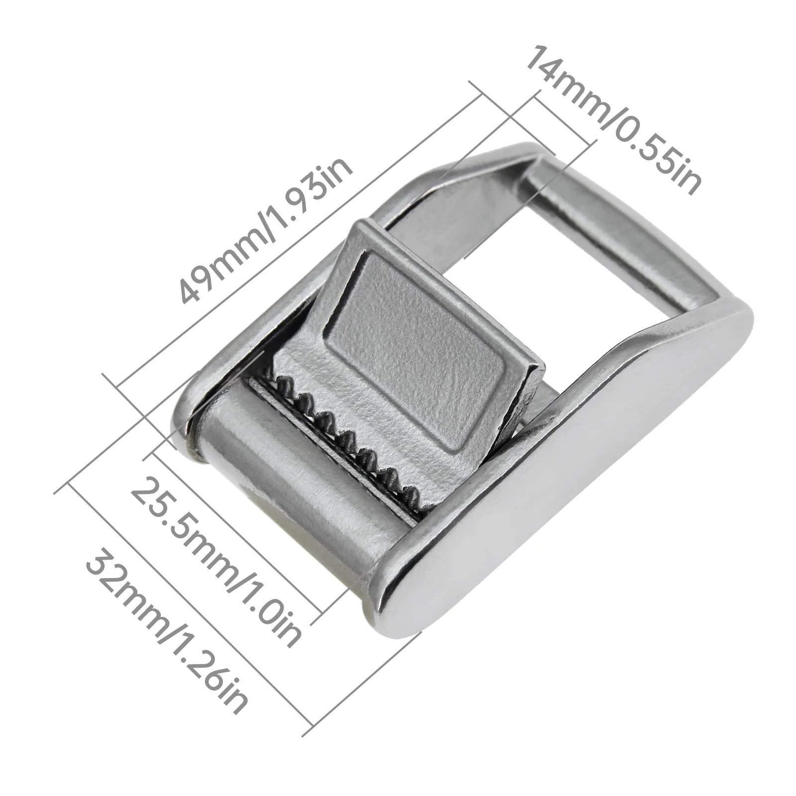 HD 6pcs Webbing Tensioner Stainless Steel Cam Flap Buckles Press Cam Buckles Tie Down Buckle for 25mm Webbing Strap