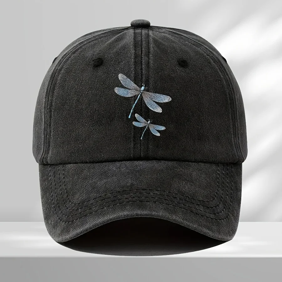 Men's Dragonfly Print Baseball Cap - Lightweight Urban Style, Suitable for All Seasons, Casual Hat with a Bendable Brim, Dragonfly Pattern Design, Washable, Perfect as a Gift for Easter, Valentine's Day, Mother's Day, Non-Elastic
