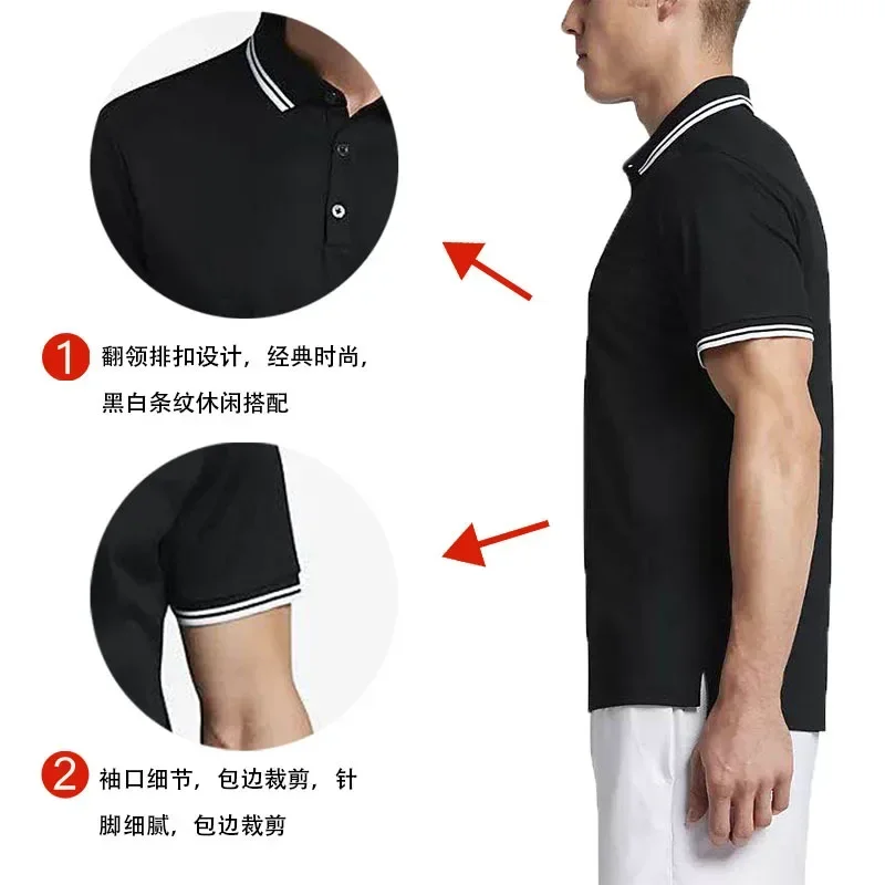 Polo de manga corta con solapa para hombre, camisa transpirable a rayas con botones, informal, de negocios, a la moda, 2024