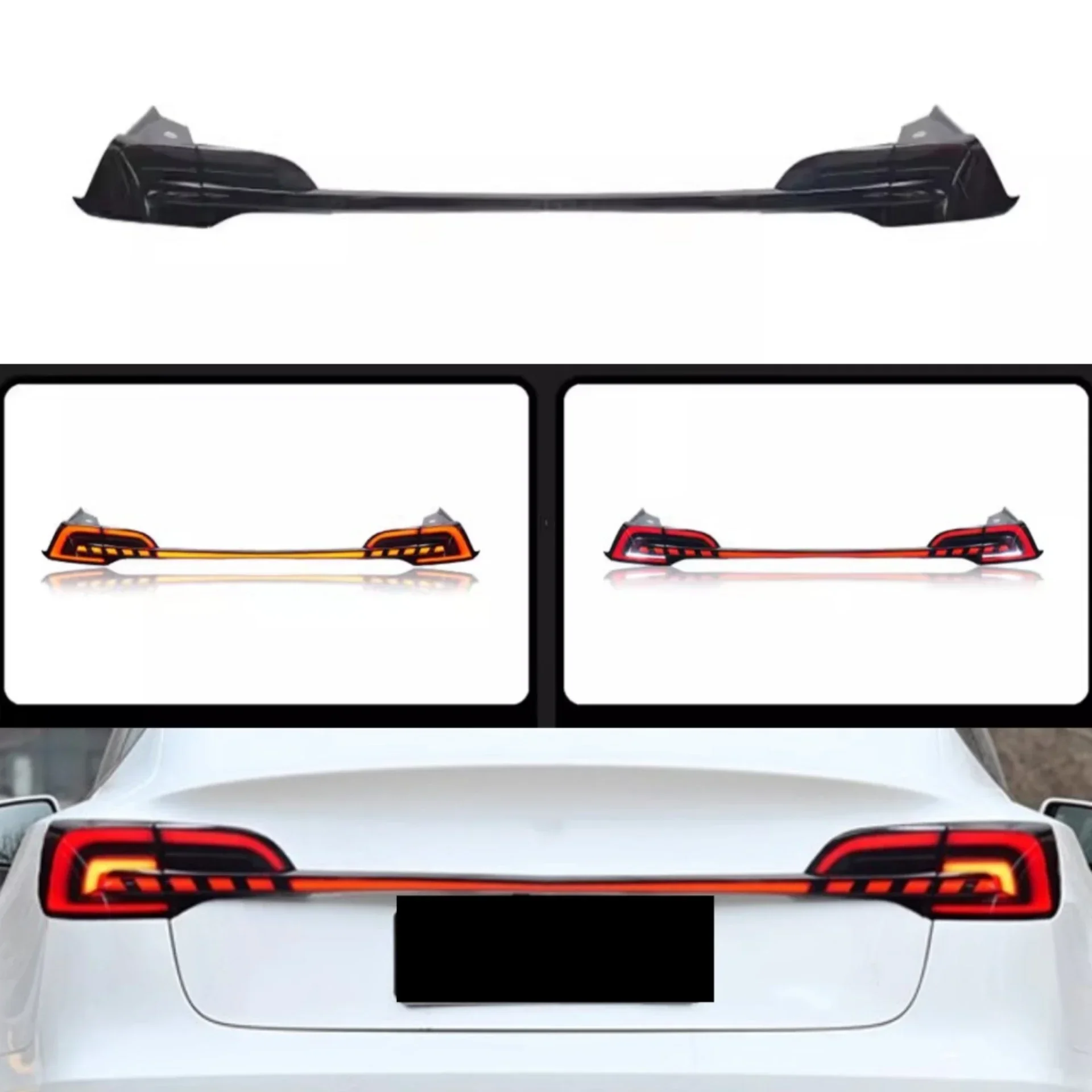 Led Taillight Through Lamp Rear Center Light Assembly for Tesla Model 3 Y 19-23 Modified Turn Signal Brake Light Car Accessories