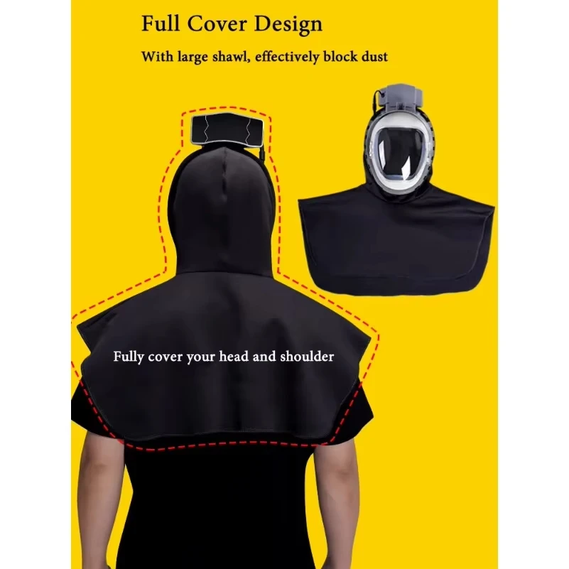Powered Air Purifying Full Face Mask – Electric Air Supply System with Adjustable Dustproof Hood for Industrial Work