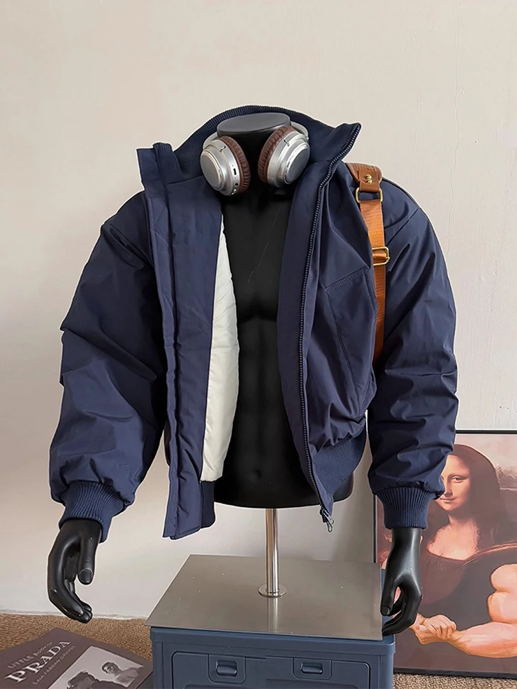 

ort Мужское пуховое Jaet Qing Синее теплое пальто из хлопка Flight Jaet American Sle Зимняя верхняя одежда Youth Faion Thiened