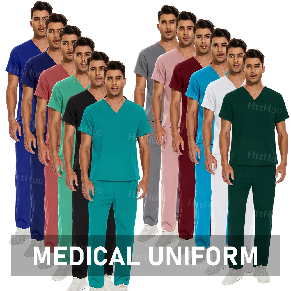 Unisex Scrubs Medical Uniforms Dental Clinic Pet Shop Laboratory Clothing Two Piece Set Men Women Breathable Nursing Accessories