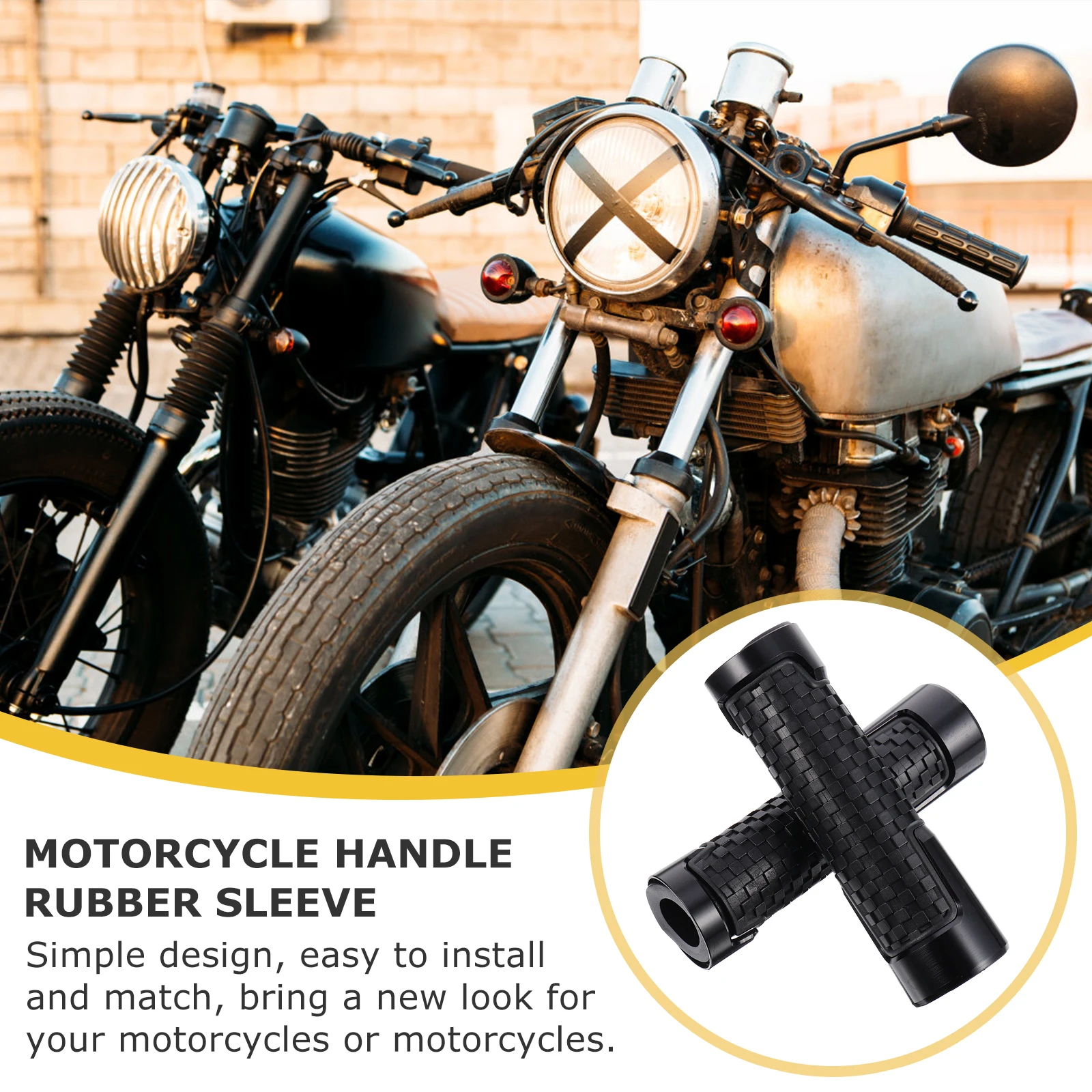 

1 Pair Universal Motorcycle Handlebar Grips Hand Grips Motorbike Durable Comfortable Anti Slip Replacement Easy Install Black