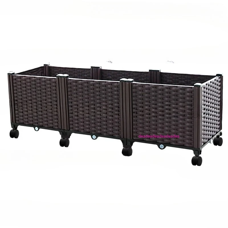 

Ящик для посадки на балконе, домашний комнатный овощной сад с универсальными колесами, подвижный комбинированный цветочный горшок, большой садовый инструмент