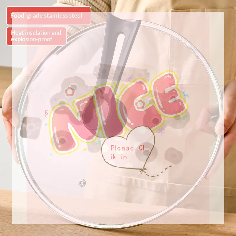 【BA】Tempered Glass Round Frying Pan Cover Visible Vertical Lid Pot Lid Cookware Parts Kitchen Accessories 14-34cm