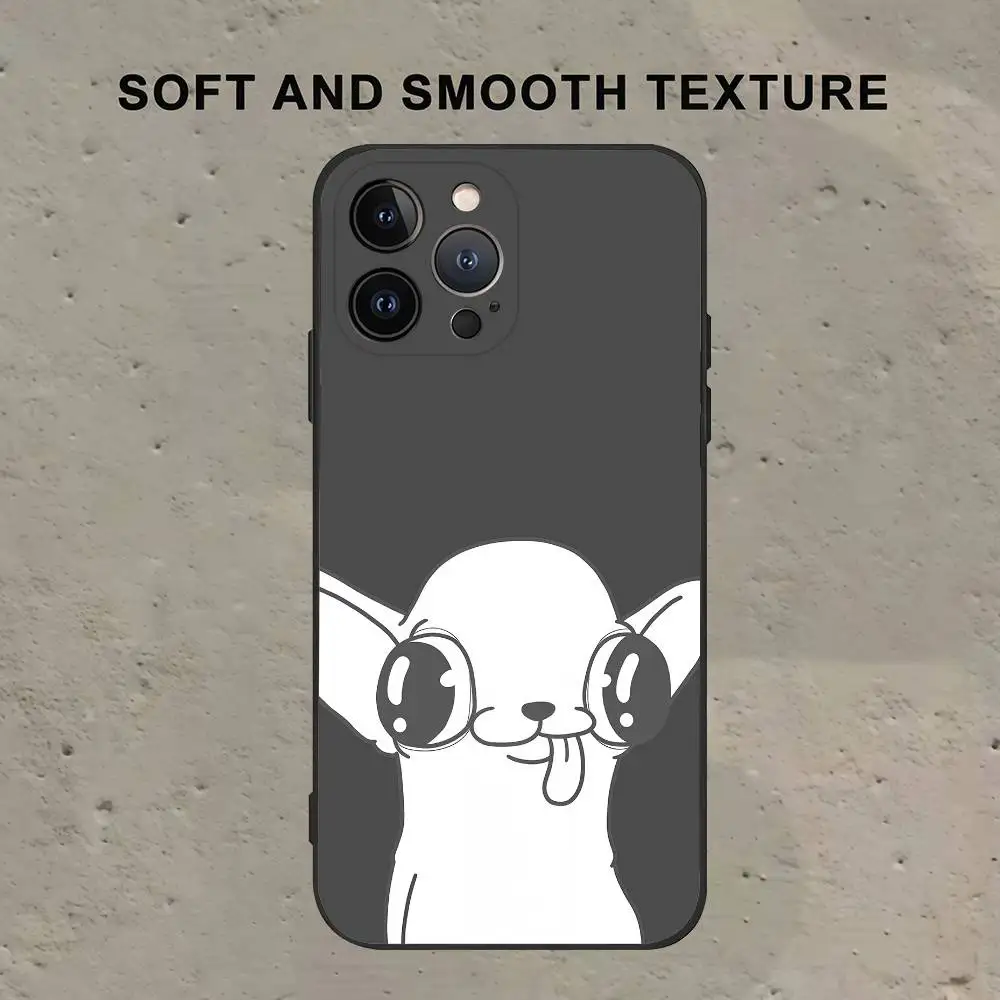 Funda de teléfono Chihuahua con ojos grandes, funda de teléfono negra de silicona suave TPU para IPhone 11 12 13 14 15 16 17 Pro Plus Mini Max