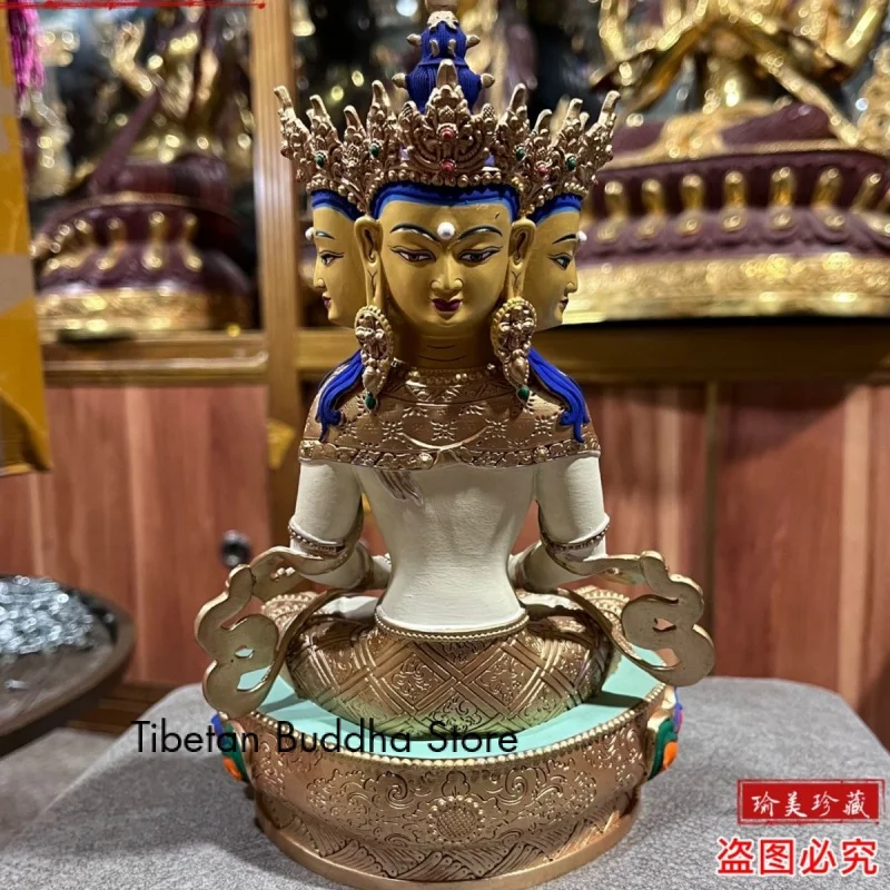 Imagem -06 - Pintado Vairocana Buda Estátua Cobre Puro Budismo Tibetano Tantra Boutique Decoração Utensílios 7