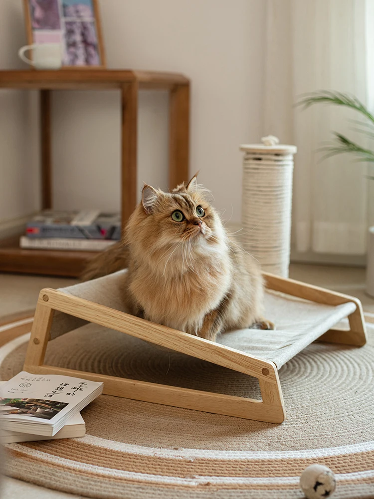 Wooden Cat Hammock Elevated Cat Bed Nest Wooden Stand Will Be Off The Ground Pet Nest Cat Supplies Indoor