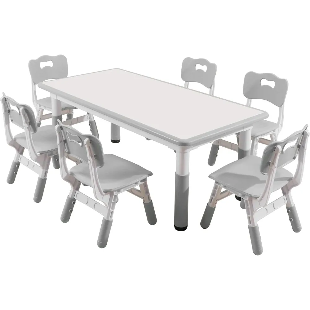 Kids Table and Chairs, (6 Chairs) and Chair Set, Toddler Table and Chairs, Chair Set 5-8 Year Old 4 Leg Covers +12 Color pens