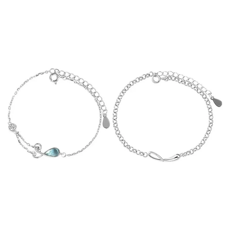 

Браслет для пары из стерлингового серебра 925 пробы с каплями Руперта: модные и универсальные украшения для подарков на годовщину.