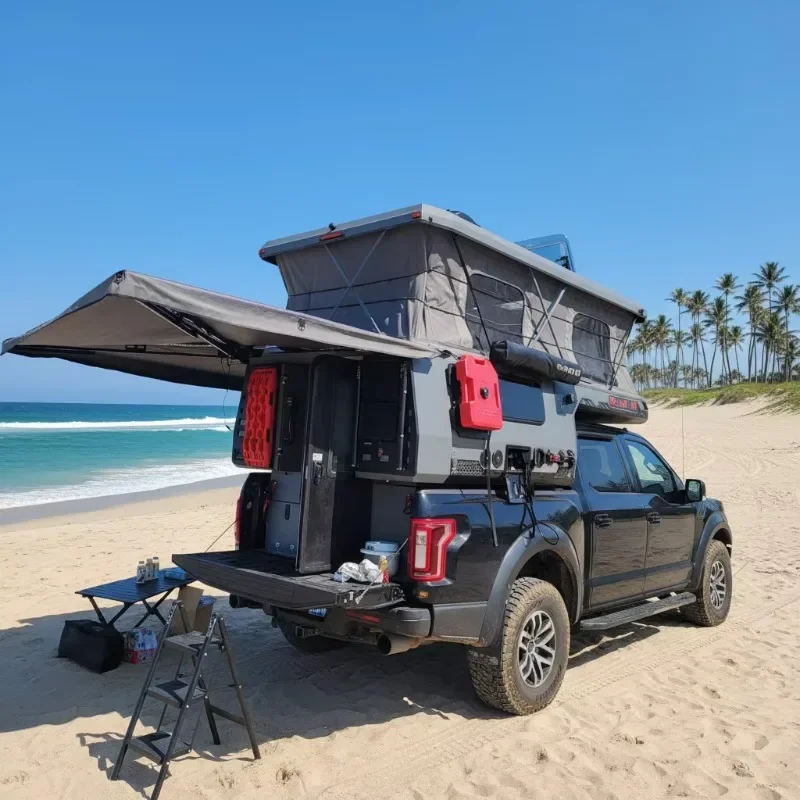 Aluminum Modern Travel Caravan Rv Trailer Truck Camper Waterproof Pop-Up Light Weight 8 Person Outdoor Camping Pickup