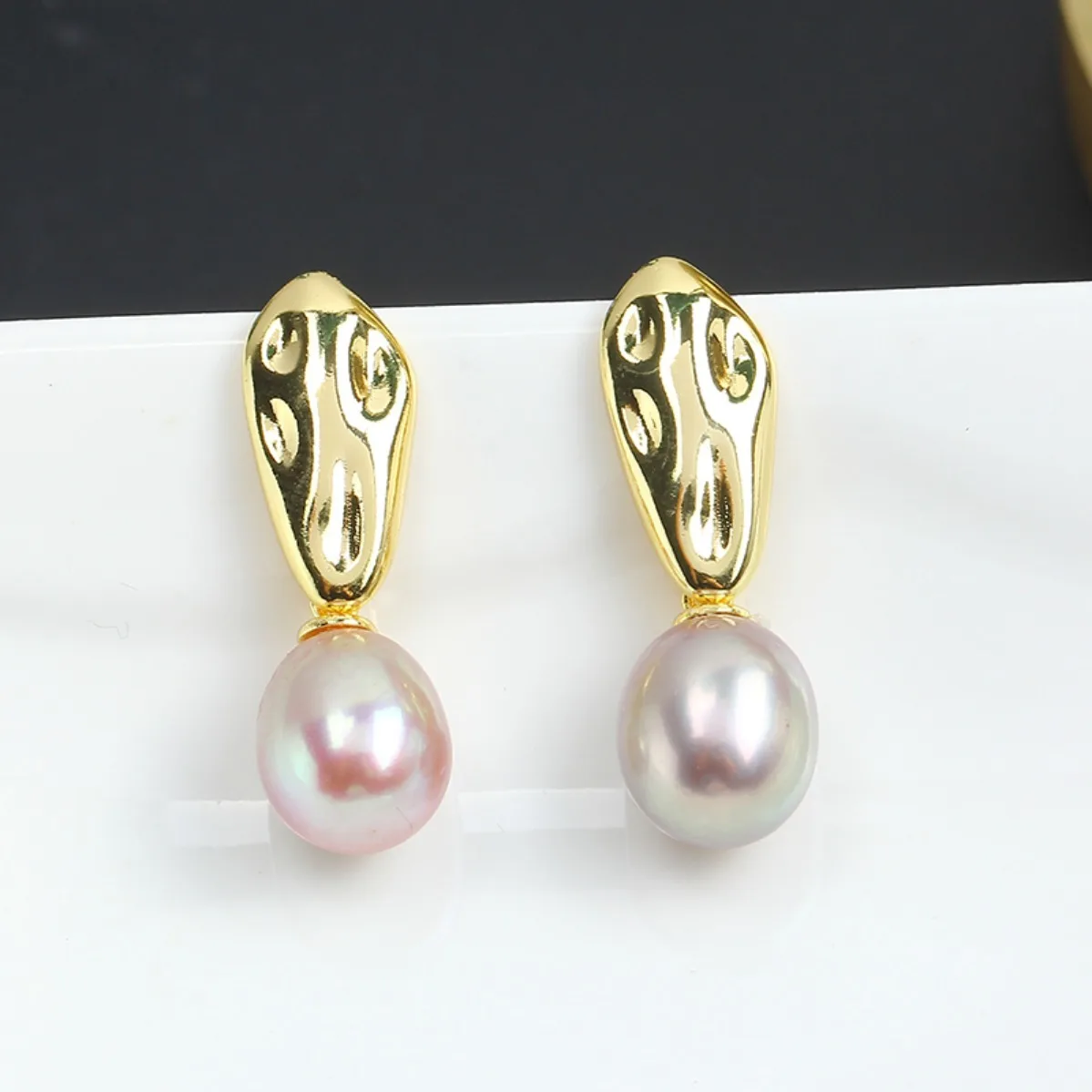 Brass 14K Gold‑Filled Vintage Long Bar Blank Setting S925 Silver Needle Women DIY Pearl Stud Earring Accessories Elegant