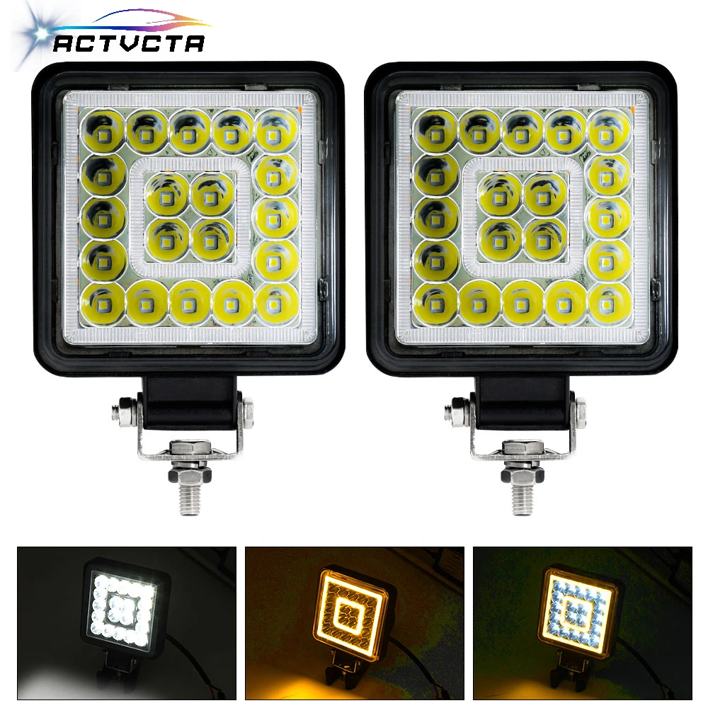 

ACTVCTA Auto Work Light 220W Led Light Square LED Offroad LED Bar 4 Inch Spot Flood Fog Lamp12V 24V Off Road 4x4