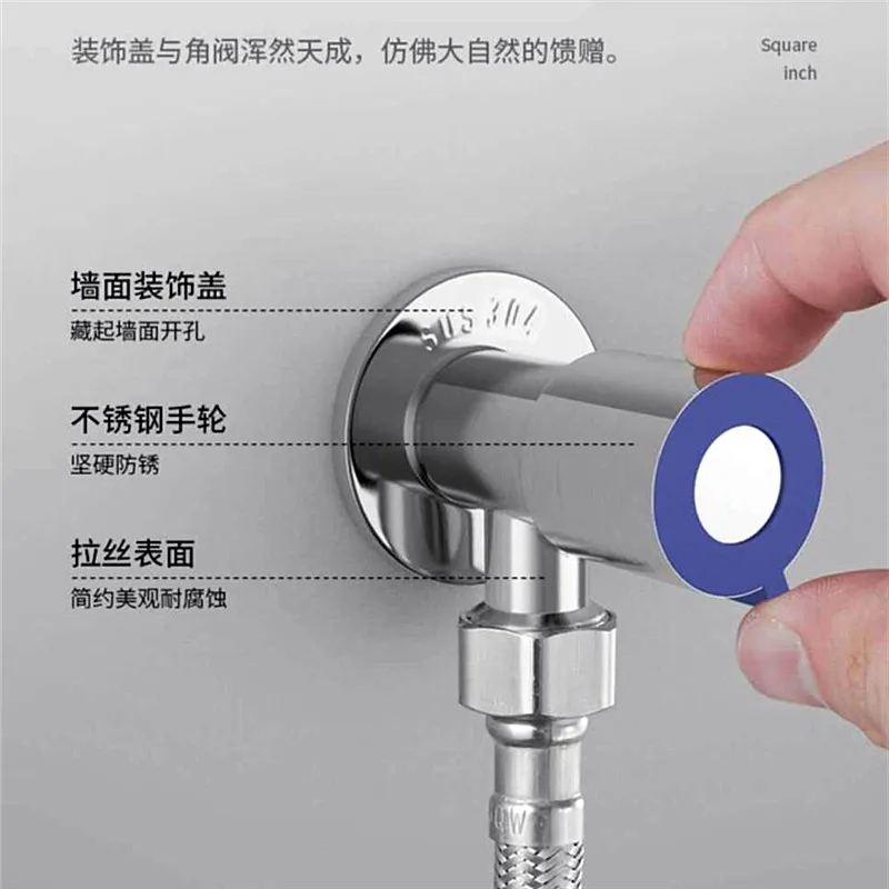 Stainless Steel Angle Valve Cooling Kitchen Triangle Valve Domestic Water Pipe Switch Water Distribution Valve