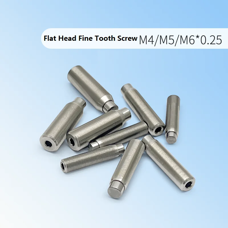 Flat head fine tooth screw, M4/M5/M6 * 0.25 thread model, available in various lengths,303 stainless steel precision accessory