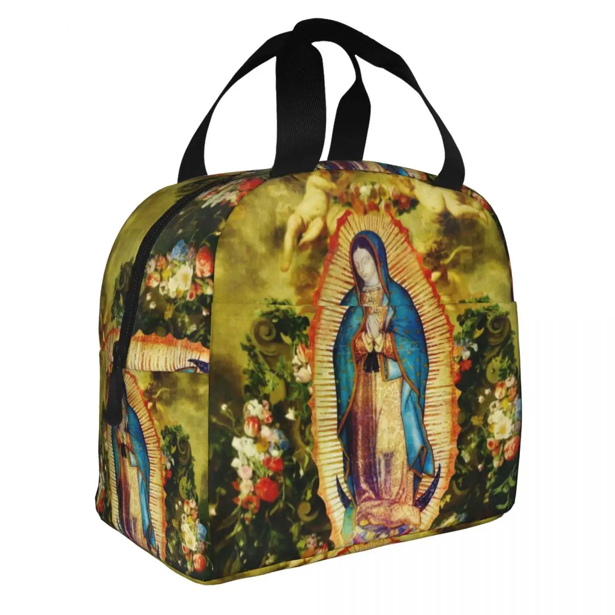 Custom Our Lady Of Guadalupe Mexican Virgin Mary Insulated Lunch Bag Outdoor Picnic Catholic Resuable Thermal Cooler Bento Box