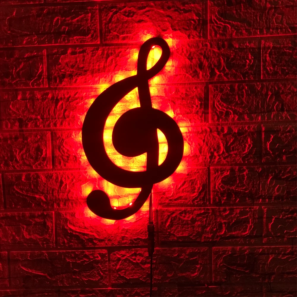 ZK50 Modern Remote Control Colorful LED Wall Lamp Indoor Music Note Background Wall Decoration USB Night Light