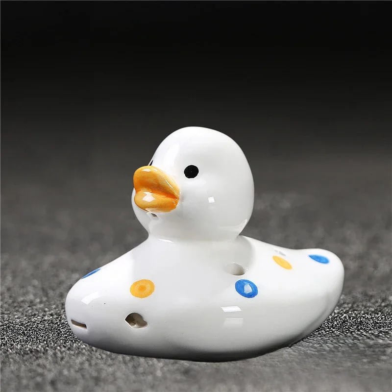 Cartoon Cute Little Yellow Duck Ocarina 6 Holes AC Duck Instrument Pottery Flute Ornament Display Souvenir Musical Instruments