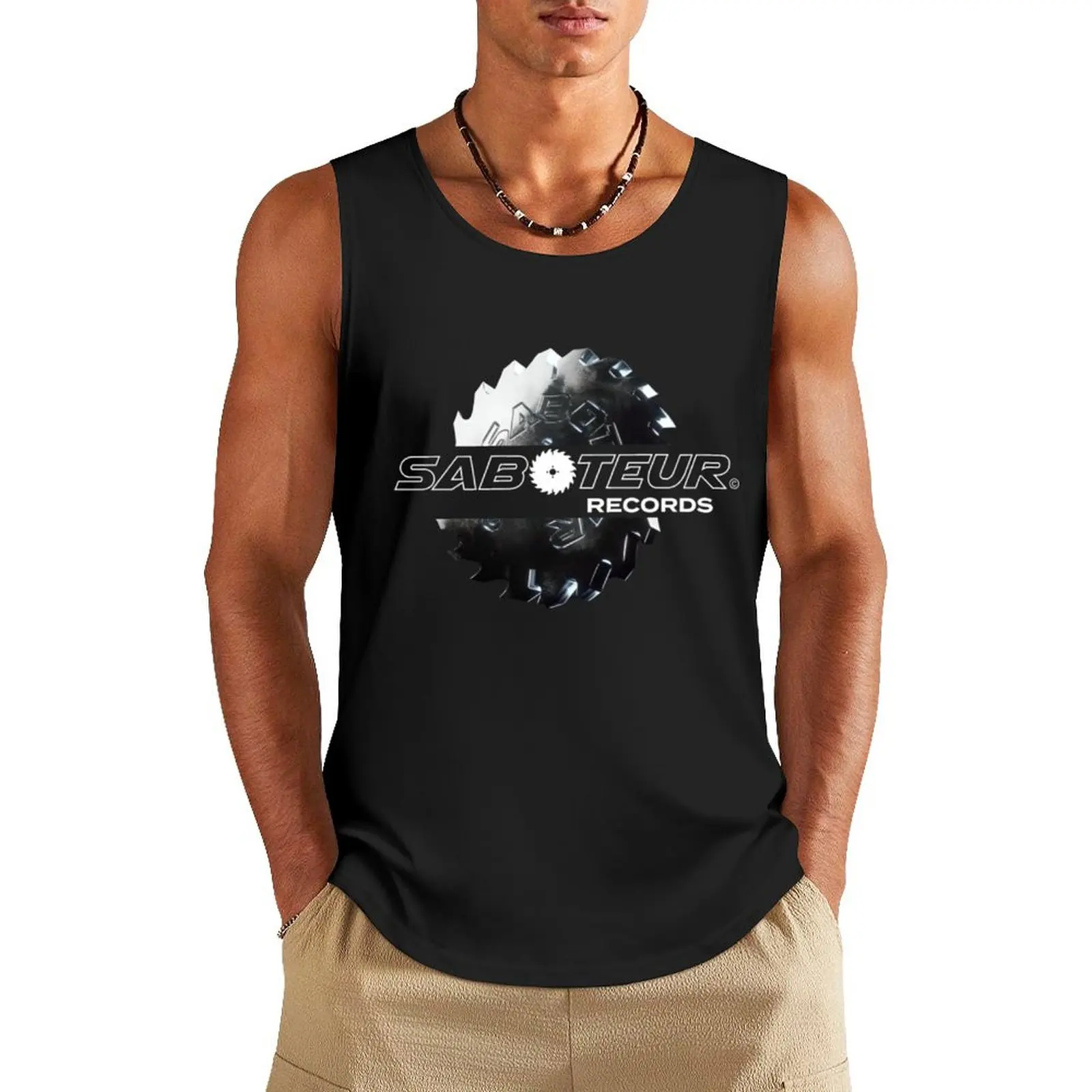 Saboteur Records logo Artwork Mixtape Tank Top basketball t-shirt for men gym shirts