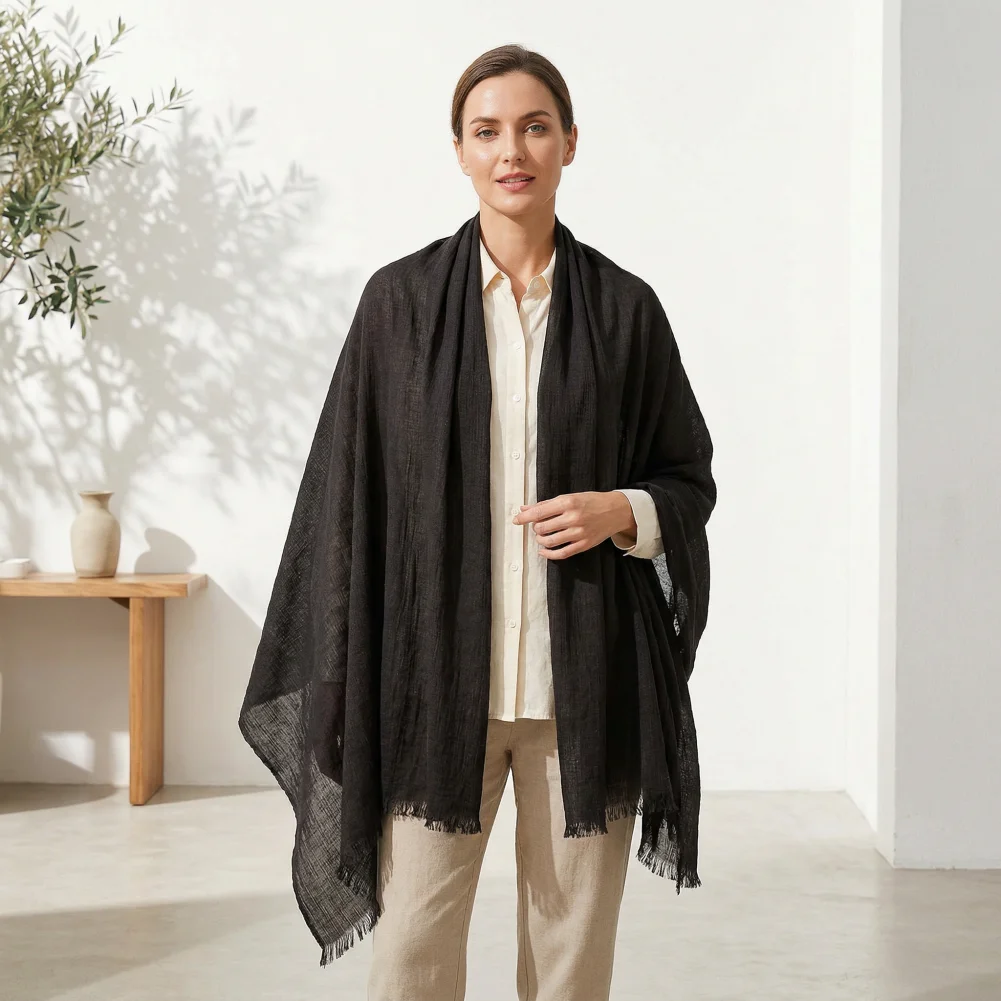 

Cotton Linen Scarf Women’s Breathable Sun Protection Shawl Lightweight Air Conditioning Blanket Versatile Beach for Summer