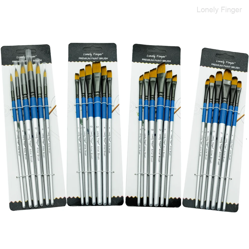 

Paint Brushes, 6 Pcs Acrylic Brush Set Round Flat Filbert Angular Paint Brushes, Paint Brush for Acrylic, Gouache Paint B
