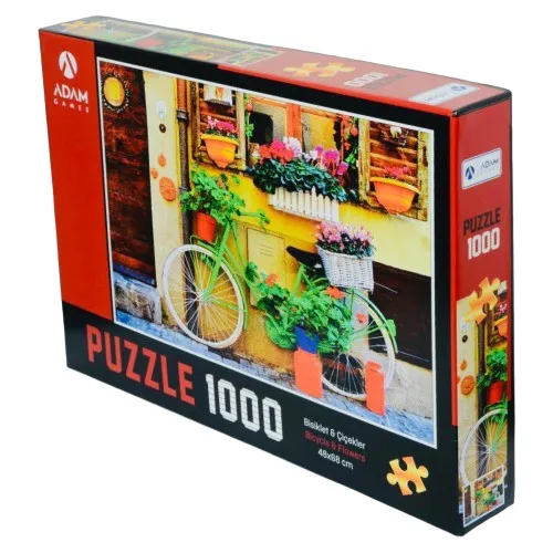 Man Games Bicycles and Flower 1000 Piece Jigsaw Puzzle 48x68 cm