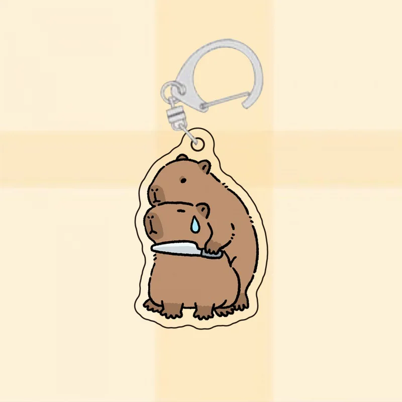 Kawaii Kapybara Guinea Pig Acrylic Keychain Cute Dolphin Funny Fun Small Gift Personality Keyring Decorative Pendant Friend Gift image 3