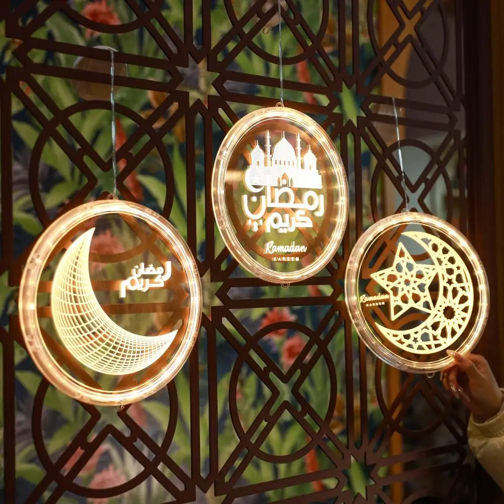 

Luminous Ramadan Hanging Lamp Warm White Suction Cup LED Fairy Lights Night Lights Battery Powered Eid Mubarak Lamp