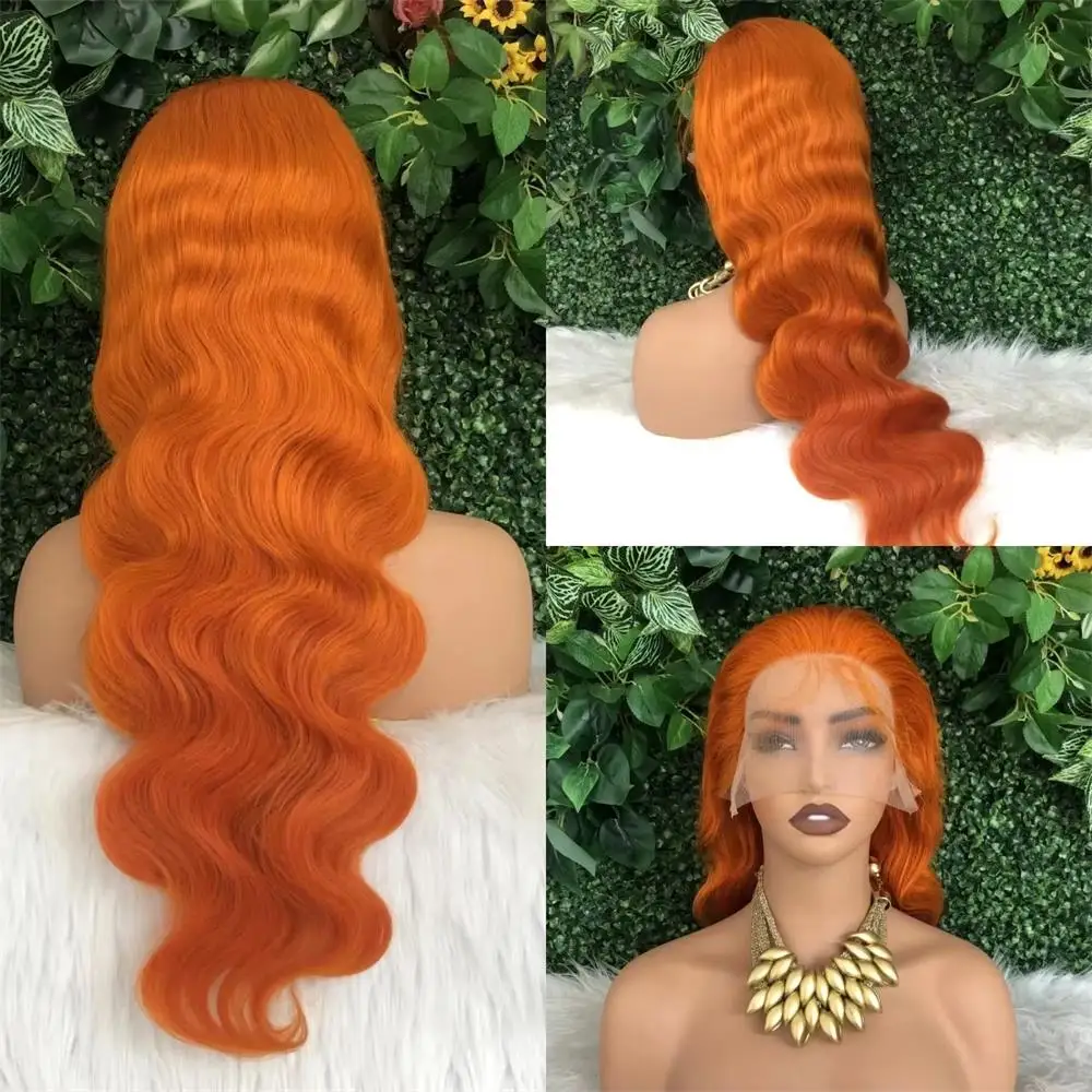 30 34 بوصة الزنجبيل البرتقالي الدانتيل الجبهة الباروكات 13x4 Hd الدانتيل الشفاف أمامي باروكة من شعر طبيعي قبل قطعها 200% كثافة الجسم موجة شعر مستعار #2