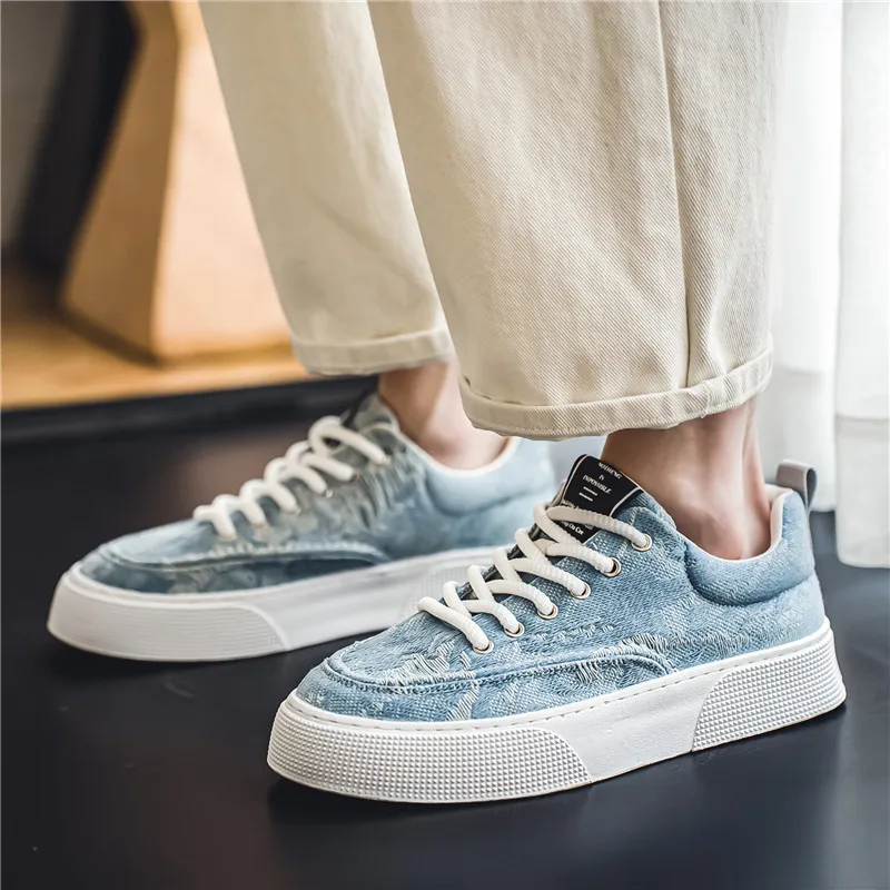 

Men's Vulcanized Shoes Fashion White Platform Sneakers Youth Student Skateboard Shoes Breathable Canvas Casual Sneakers Man New