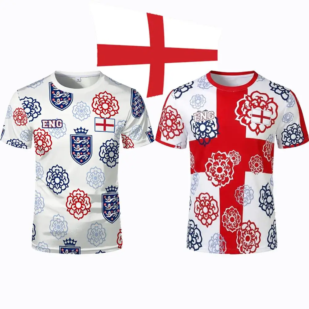 

2026 New England Flag Print T-Shirt Summer Outdoor Sports Breathable Quick-Drying Soccer Jersey Men's Fan Daily Training Apparel