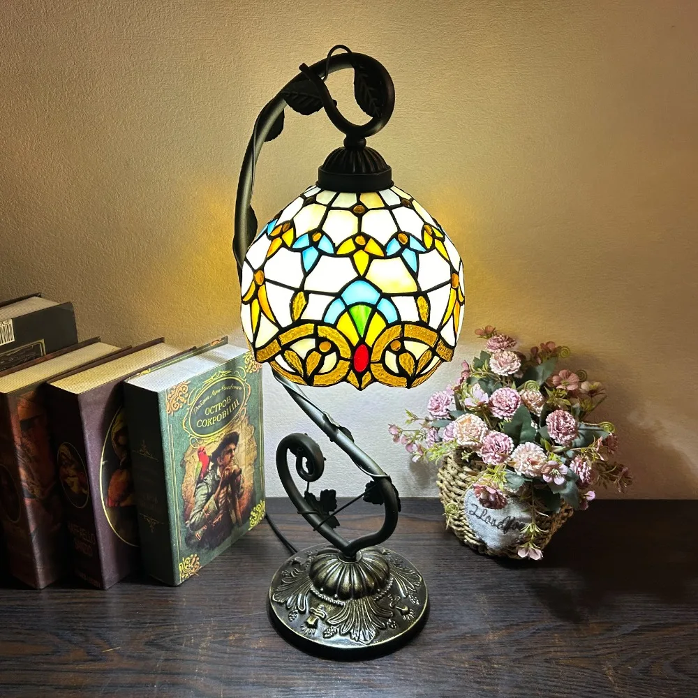 8 Inch 20Cm Gebrandschilderd Glas Schaduw Tiffany Vintage Bureaulamp