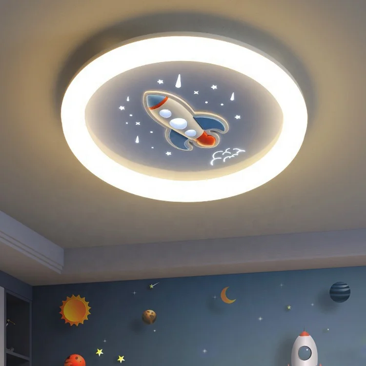 

50cm 50W 3CCT Stepless Dimming Cartoon Rocket LED Ceiling Light Airplane Light Children's Room Lights Boys' Bedroom Ceiling Lamp