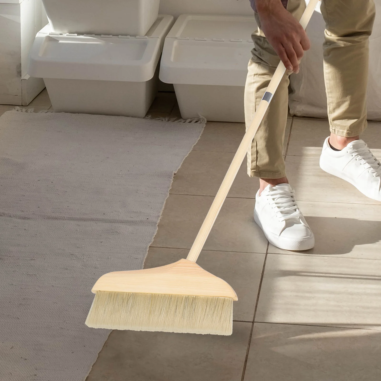 

Soft Bristle Indoor Broom Long Handle For Hardwood Floors Carpet Dust Cleaning Kitchen Home Use Foldable Sweeping Broom