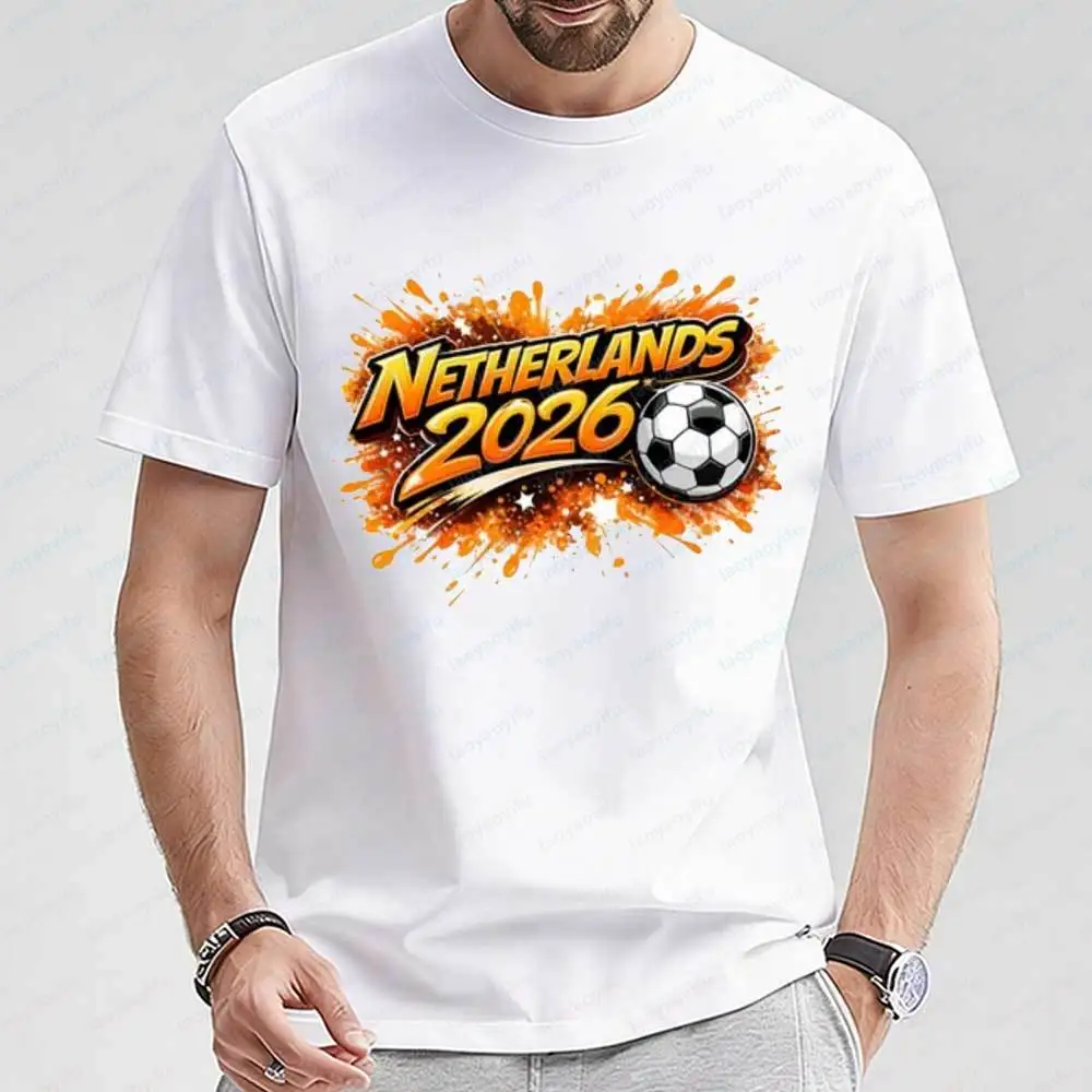 

Men's Netherlands 2026 Soccer T-Shirt Cotton Short Sleeve Football Graphic Tee Casual Summer Sportswear Top for Soccer Fans Gift