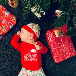 Lovely Baby Boy My First Christmas Romper Santa Reindeer Christmas New Year Clothes Boy Girl Red Jumpsuit Infant Playsuit Outfit