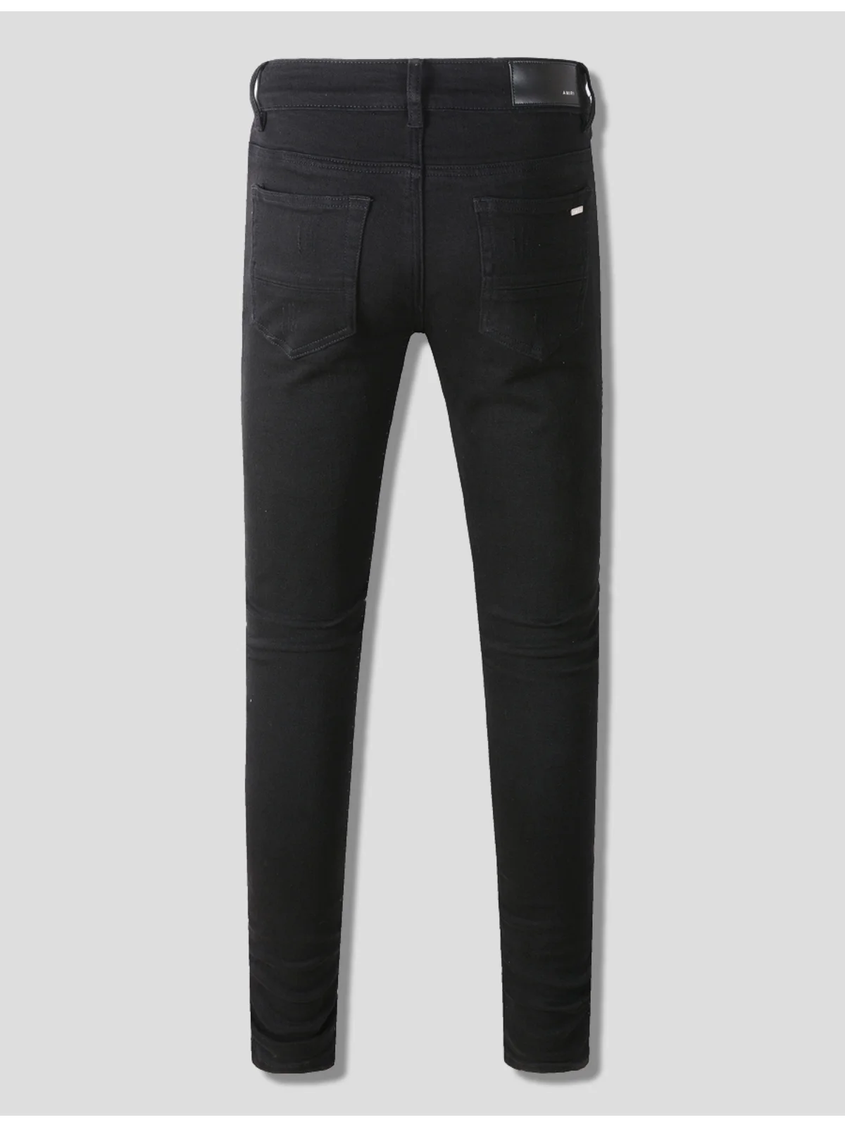 

AMR High Street Torn Jeans Tight Skin Leather Patchwork Denim Pants Faion Urban Sle Youth Wear Wear Resistant Long Pants