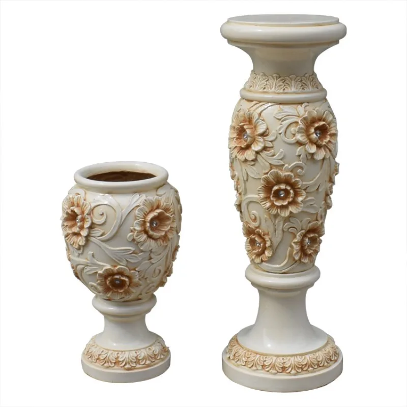 Resin relief pattern Roman column pot