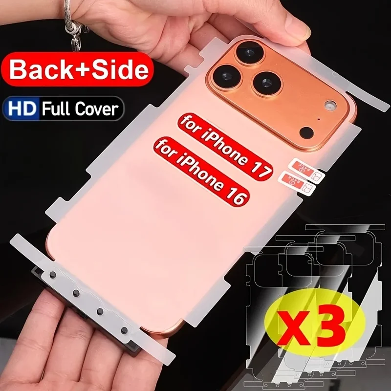 Lot de 3 films adhésifs entièrement enveloppants, idéal pour iPhone 18 Pro/17/17 Pro Max/17 Pro/Air, protecteur d'écran transparent