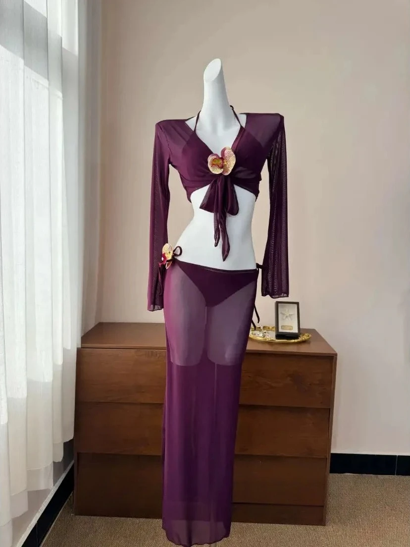 

2026 Sexy Sweet High Waist Split Bikini Set for Women Swimsuit Trendy Swimwear Chic Beach Vacation Summer Party Fashion Female