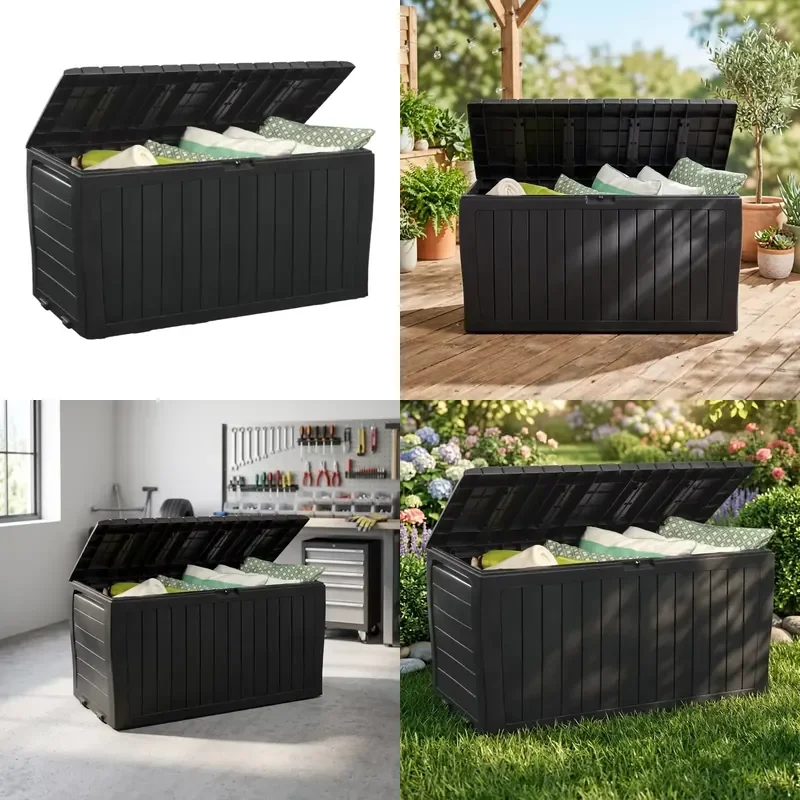 Modern HDPE Outdoor Garden Storage Box Waterproof Deck Box for Outdoor Storage