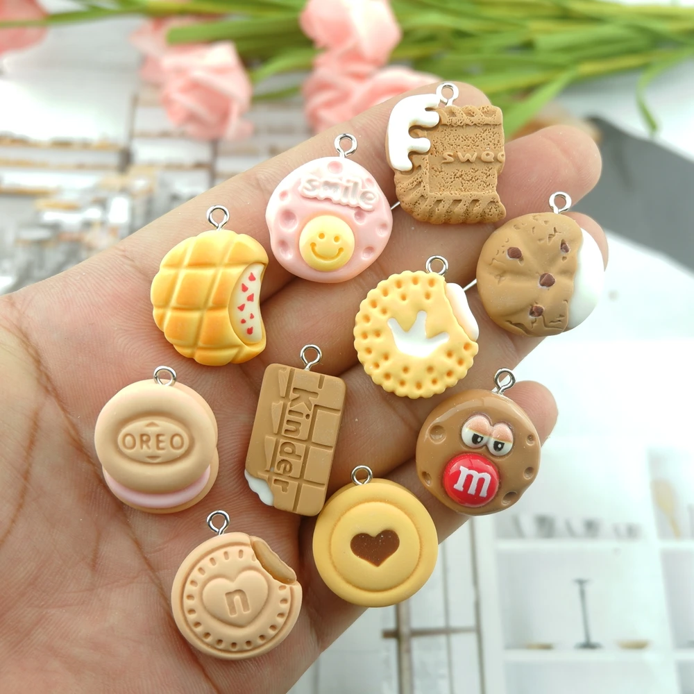 Cute Biscuit Dounts Charms for Jewelry Making Diy Earring Bracelet Pendant Accessories Findings Wholesale Bulk